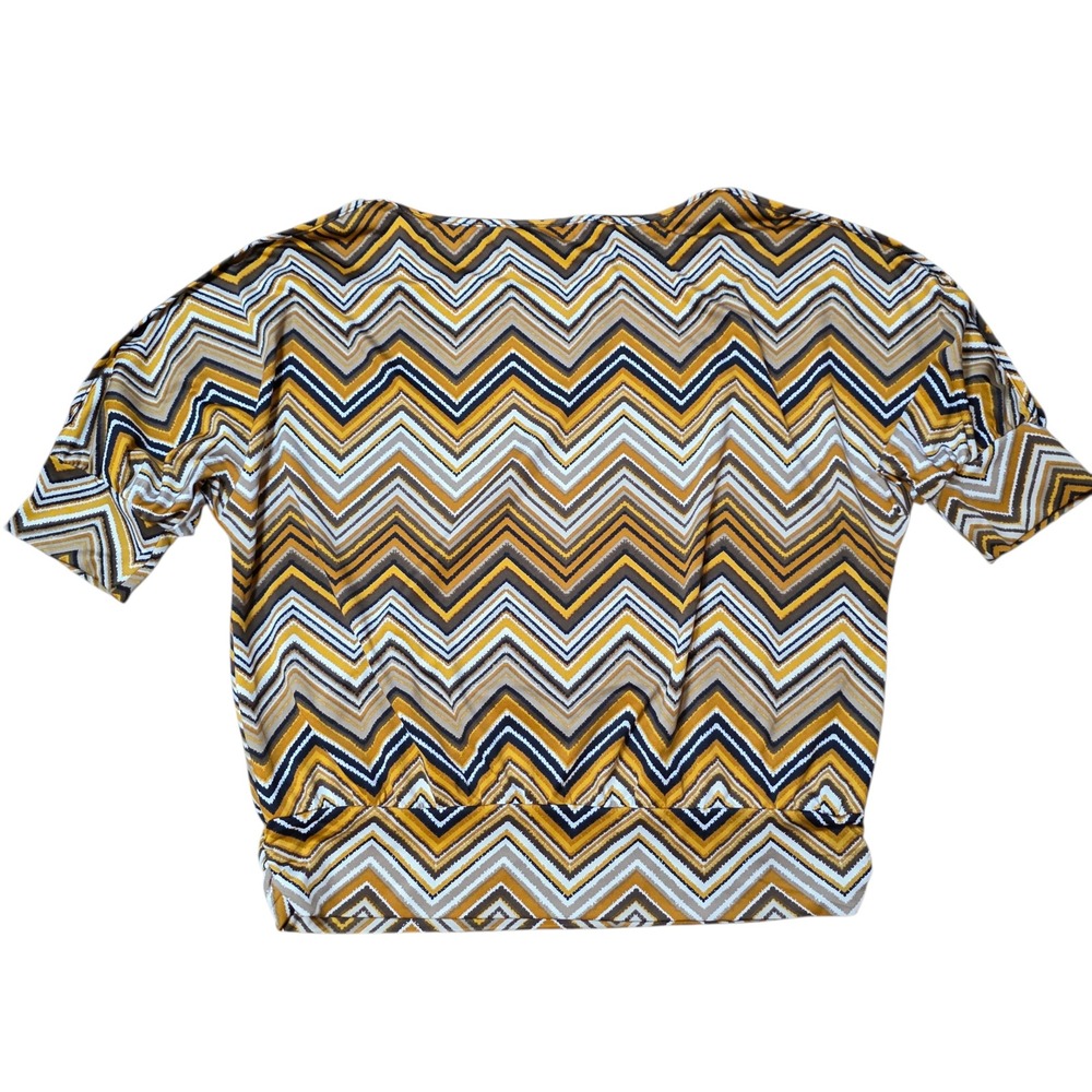 Cato Top Brown Chevron Zigzag‎ Print Dolman Sleeve Blouse Stretch Size L - Picture 2 of 6